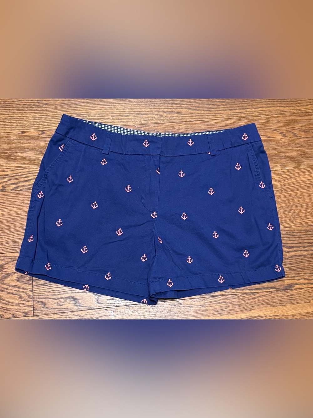 Cambridge Dry Goods Women's Navy Blue Embroidered Nautical Shorts Size 12